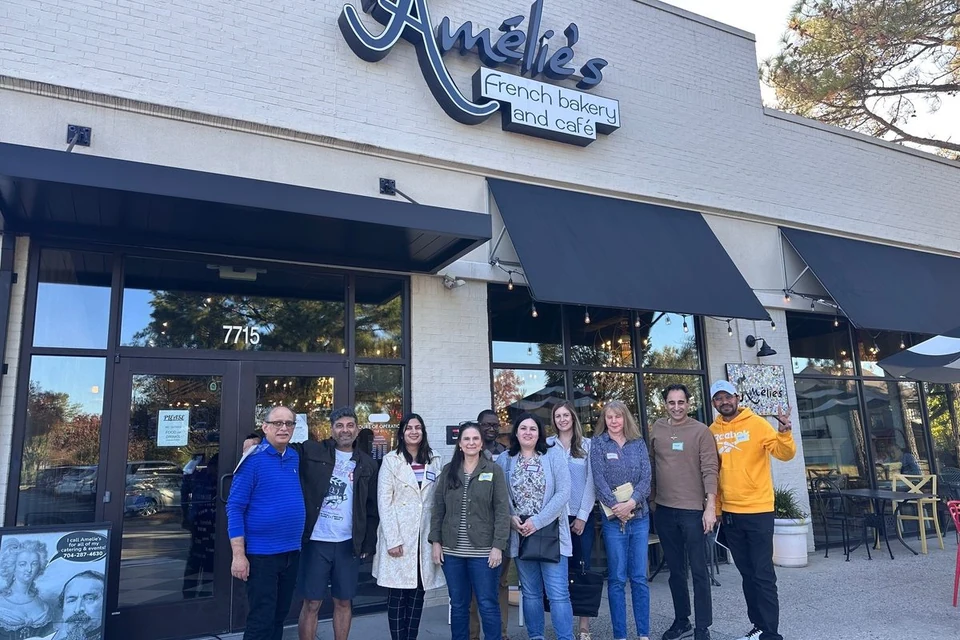 AHF Charlotte meetup - group photo outside a local café